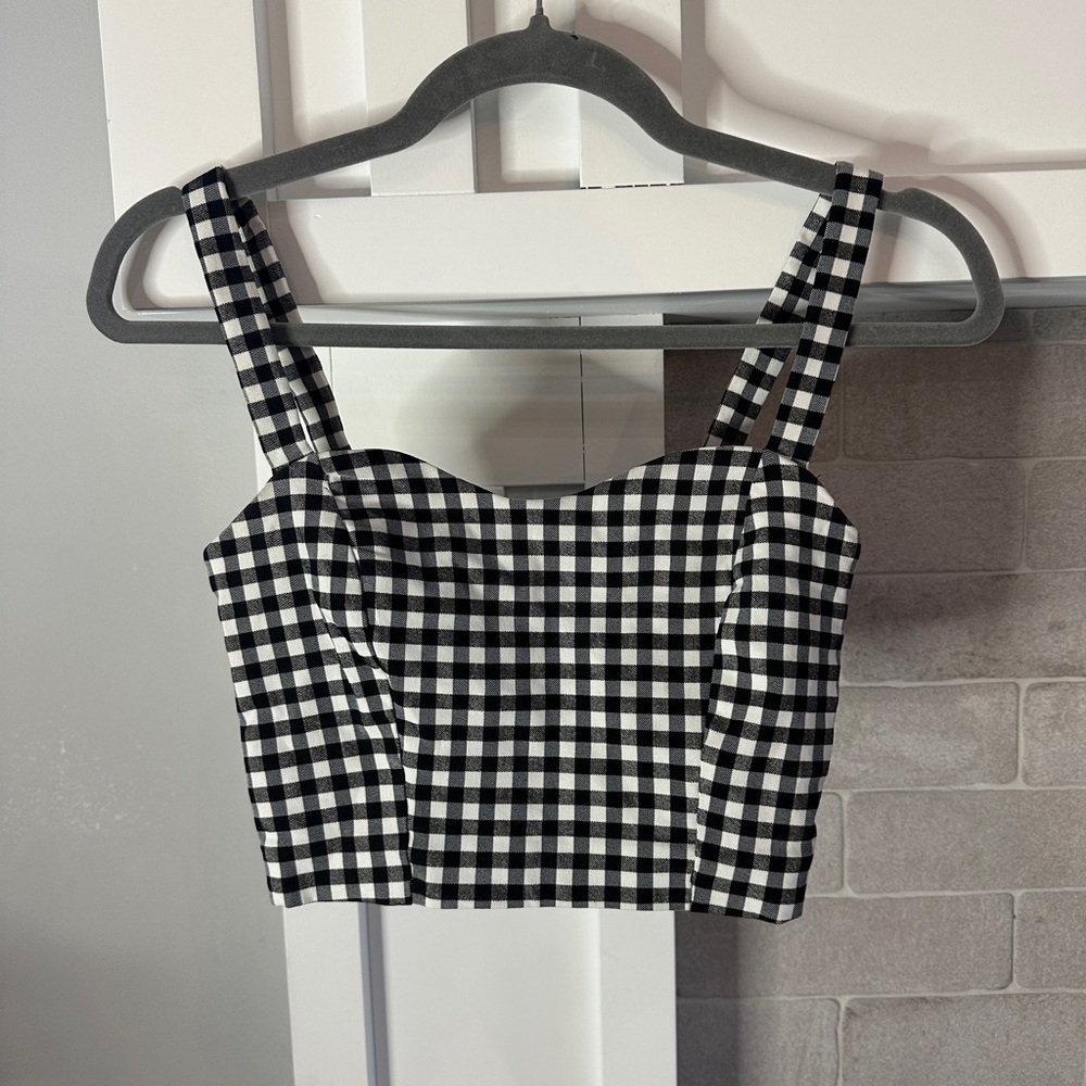 Dynamite Black and White Checkered crop Top